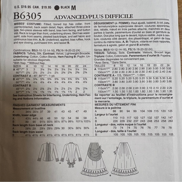 Butterick History Sewing Pattern B6305 Victorian Skirt and Jacket 1870 - Picture 3 of 7